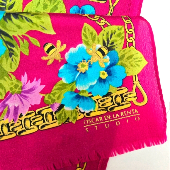 Oscar De La Renta Hand Rolled Silk Scarf, RARE - Picture 3 of 5